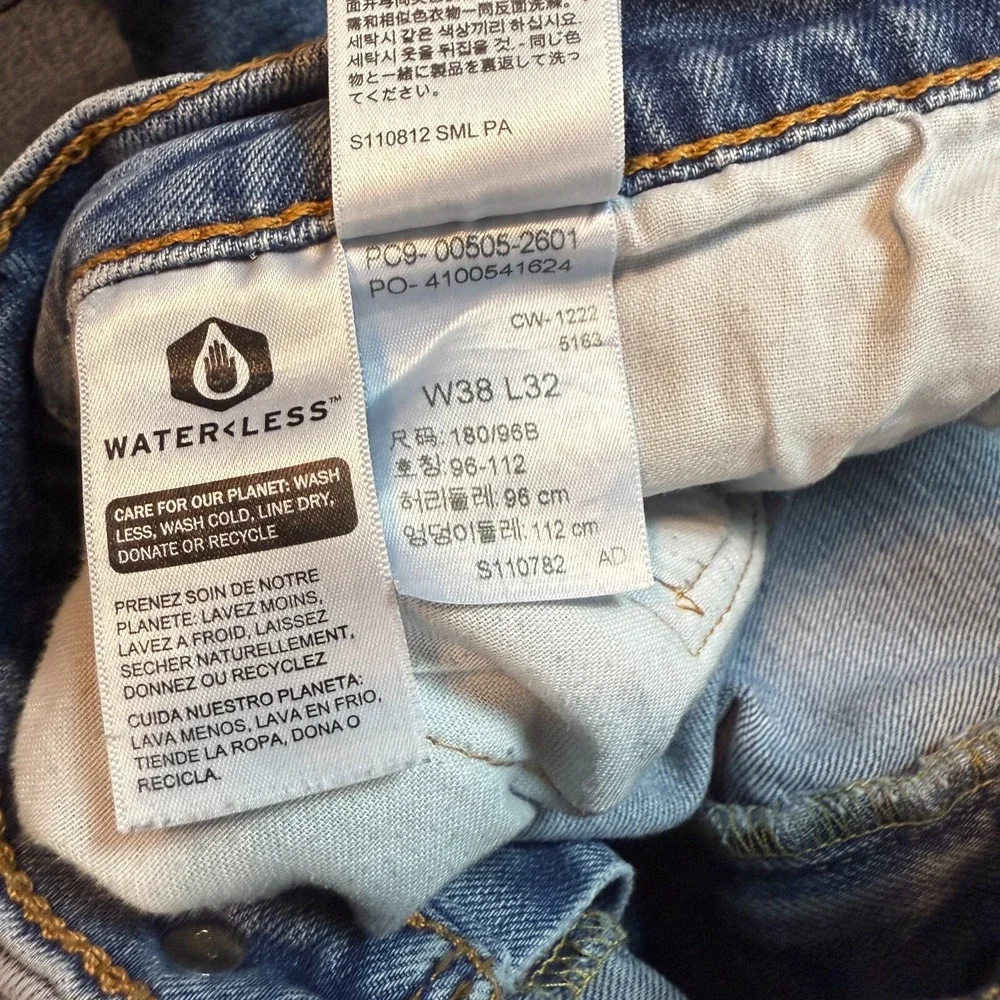 Levi's 505 Jeans Blue Denim Pants‎ Straight Men's Size 38x32 (Fits 35x29)